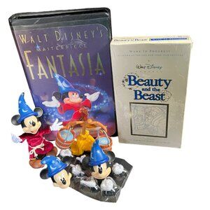 Disney Animation Action Figure & VHS Movies  Fantasia & Beauty and the Beast